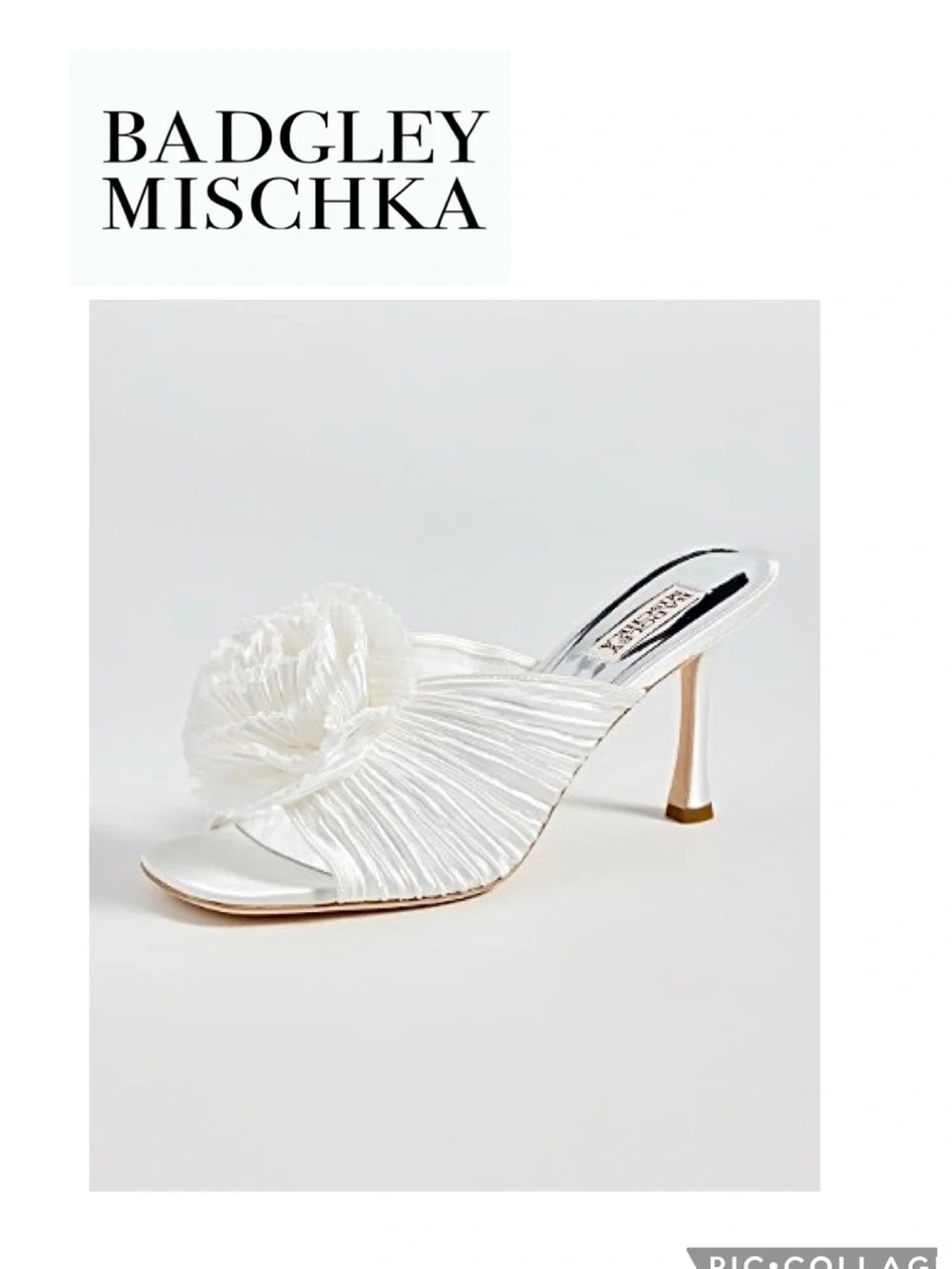 NWT Badgley Mischka Blythe Rosette Satin Slides, 7
